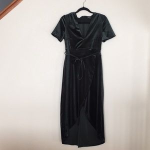 Velvet Green Midi Dress